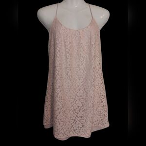 LUCY LOVE Women's XS Pink Lace Sleeveless Top Spagettie Strapes